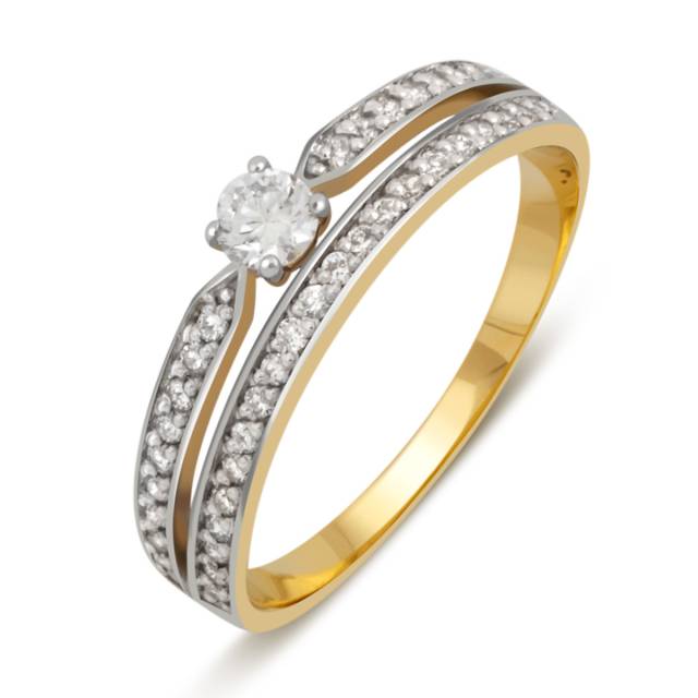 Помолвочное кольцо из комбинированного золота с бриллиантами (032771)