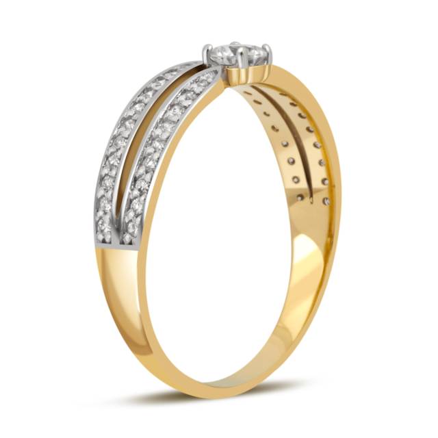 Помолвочное кольцо из комбинированного золота с бриллиантами (032771)
