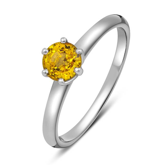 Помолвочное кольцо из белого золота с жёлтым сапфиром (052578)