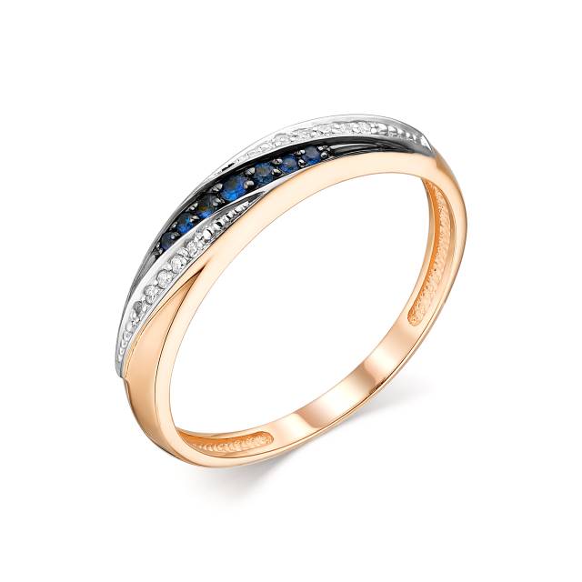 Кольцо из комбинированного золота с бриллиантами и сапфирами (044356)