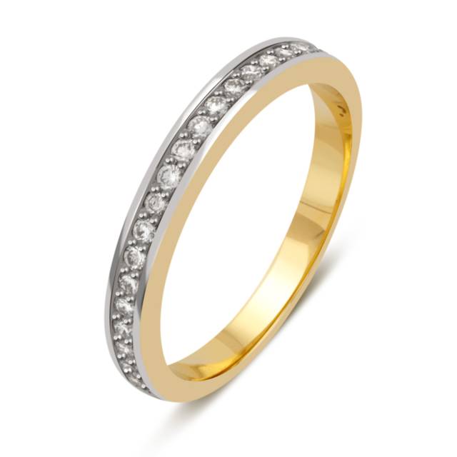 Обручальное кольцо из комбинированного золота с бриллиантами (035785)