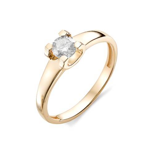 Помолвочное кольцо из красного золота с бриллиантом (033796)