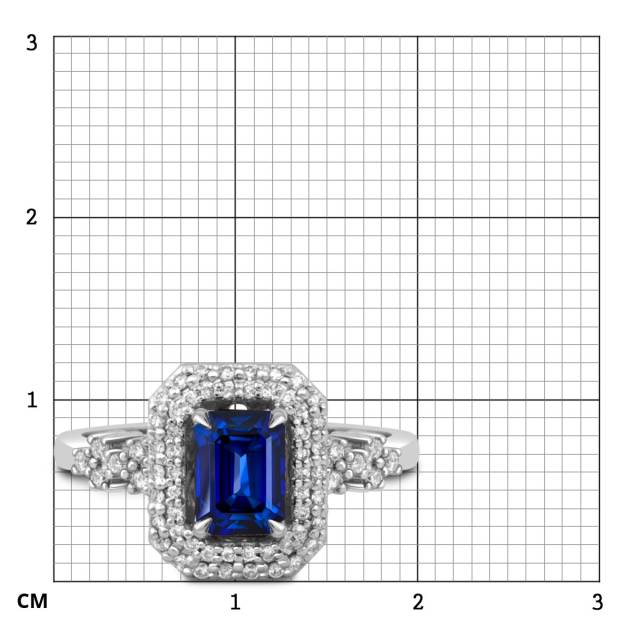 Кольцо из белого золота с бриллиантами и сапфиром (049340)