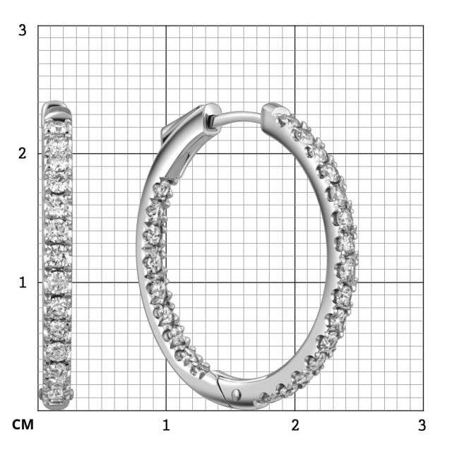 Серьги конго из белого золота с бриллиантами, диаметр 25 мм.  (058437)