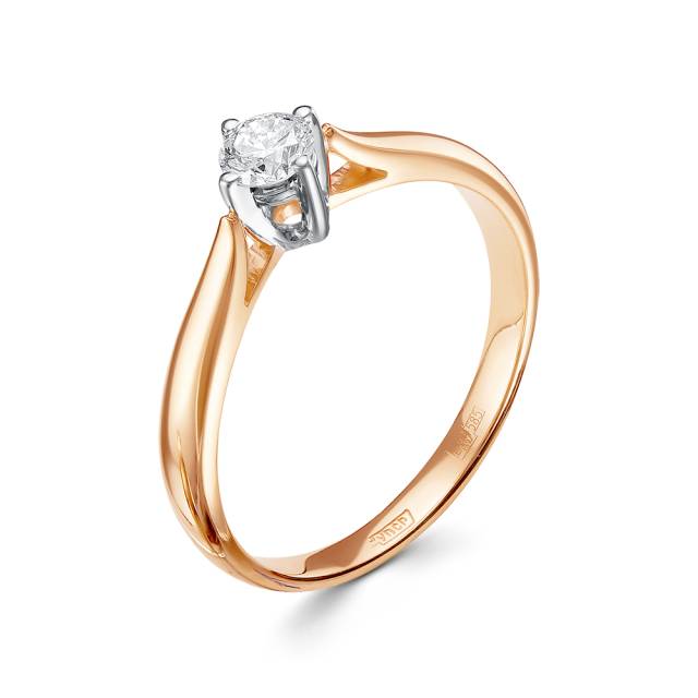 Помолвочное кольцо из комбинированного золота с бриллиантом (049613)