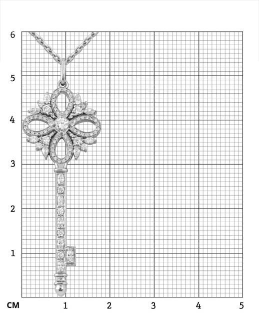 Колье ключ из белого золота с бриллиантами (055519)