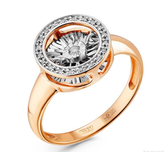 Кольцо из красного золота с бриллиантами (055857)