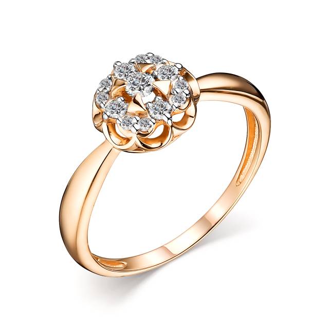 Кольцо из красного золота с бриллиантами (048320)