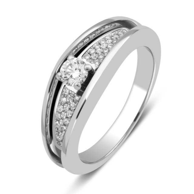 Помолвочное кольцо из белого золота с бриллиантами (035501)