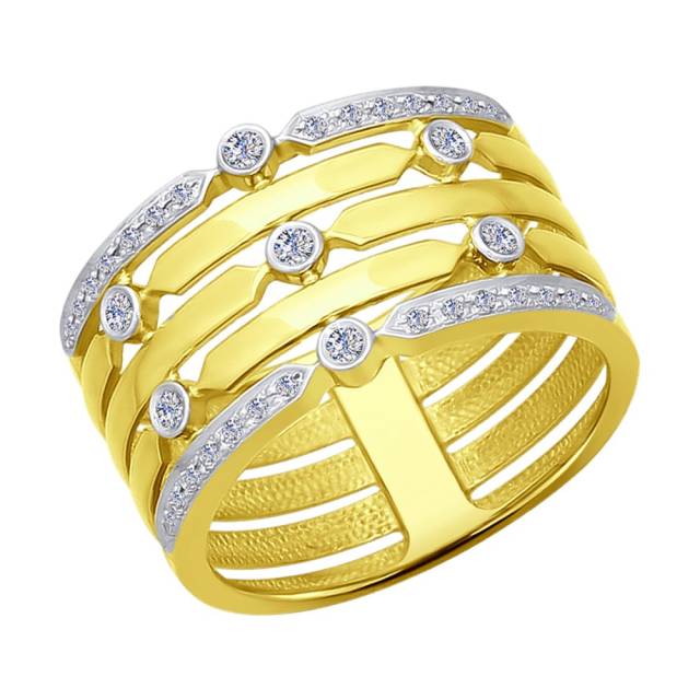 Кольцо из жёлтого золота с бриллиантами (048589)