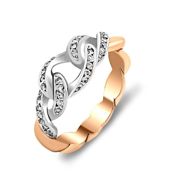 Кольцо из комбинированного золота с бриллиантами (021238)