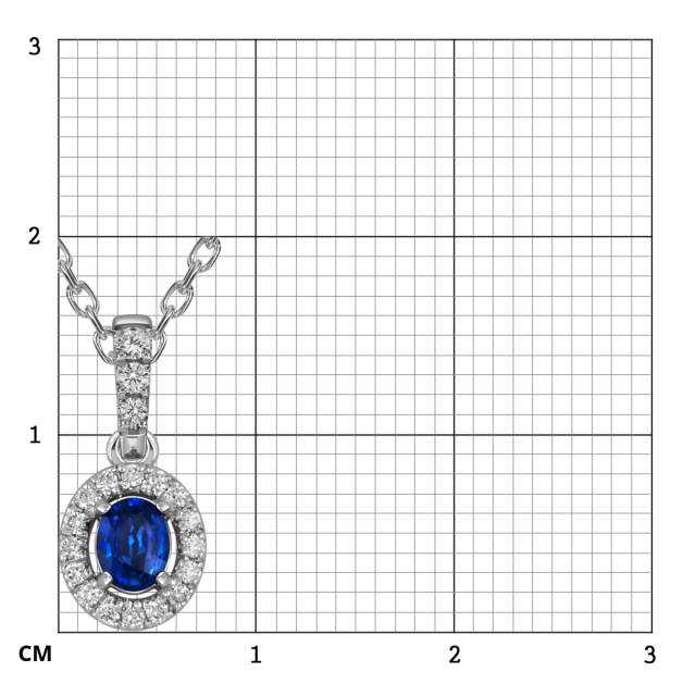 Колье из белого золота с бриллиантами и сапфиром (056149)