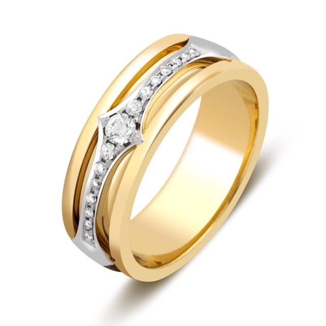 Обручальное кольцо из жёлтого золота с бриллиантами (027076)