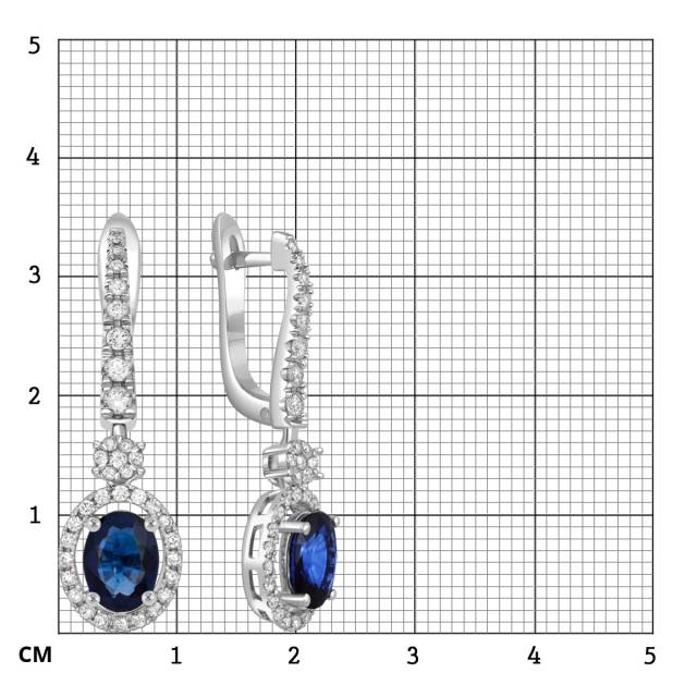 Серьги из белого золота с бриллиантами и сапфирами (049508)