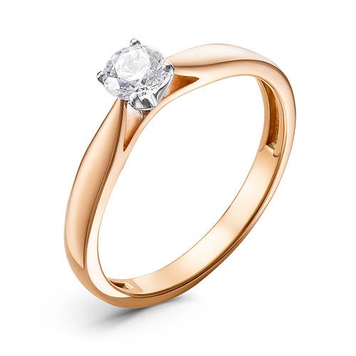 Помолвочное кольцо из красного золота с бриллиантом (043759)