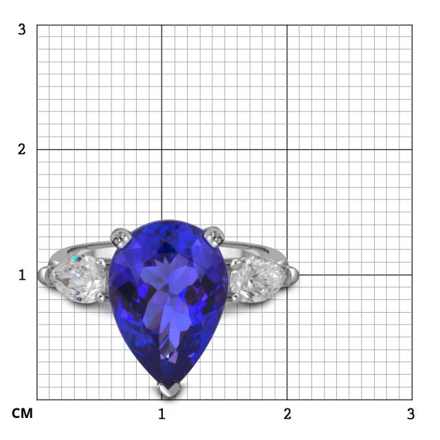 Кольцо из белого золота с бриллиантами и танзанитом (058555)