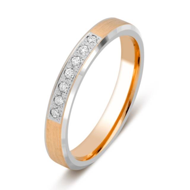 Обручальное кольцо из комбинированного золота с бриллиантами (028746)
