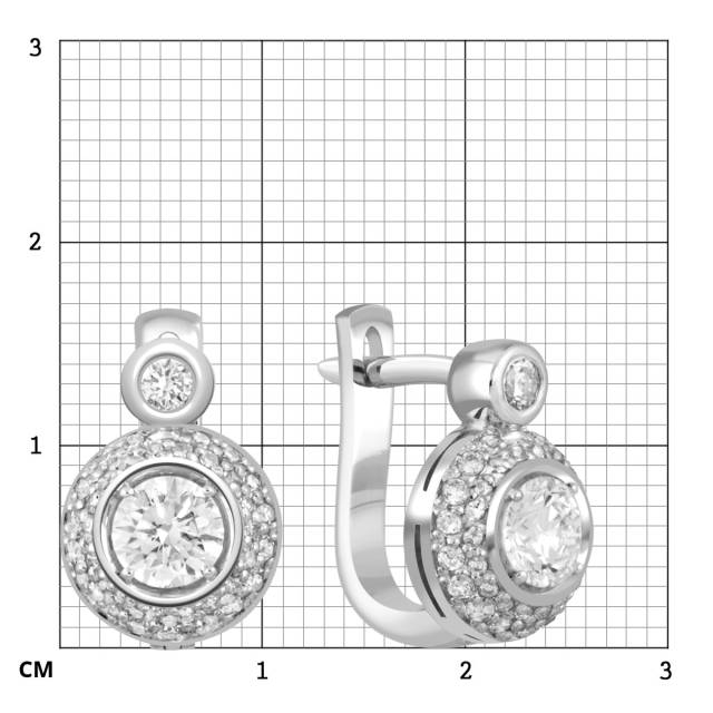 Серьги из белого золота с бриллиантами (044470)