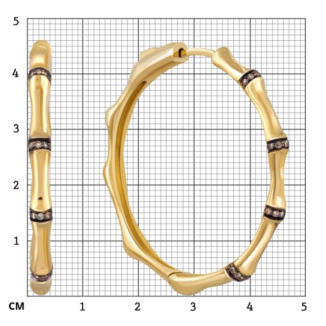 Серьги из жёлтого золота с коньячными бриллиантами (052396)