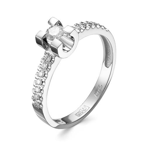 Помолвочное кольцо из белого золота с бриллиантами (043029)