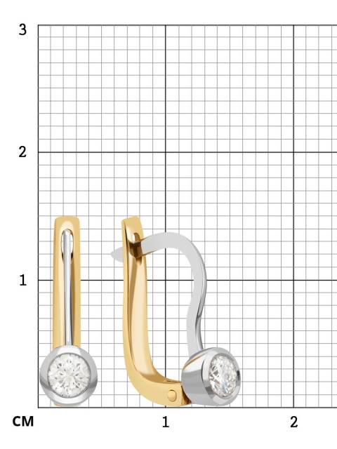 Серьги из комбинированного золота с бриллиантами (013785)