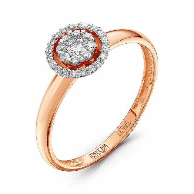 Кольцо из красного золота с бриллиантами (050492)