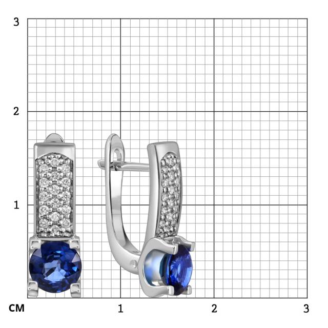 Серьги из белого золота с бриллиантами и сапфирами (054498)