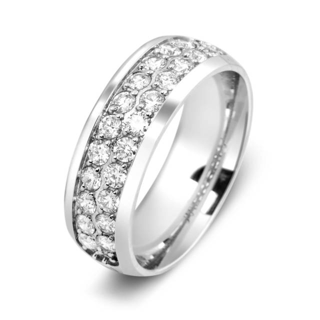 Обручальное кольцо с бриллиантом из белого золота (000599)