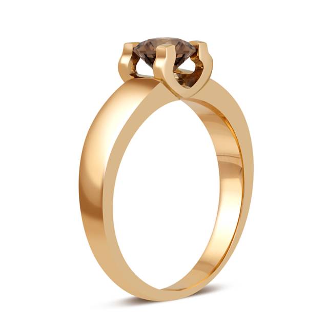 Помолвочное кольцо из красного золота с коньячным бриллиантом  (049324)