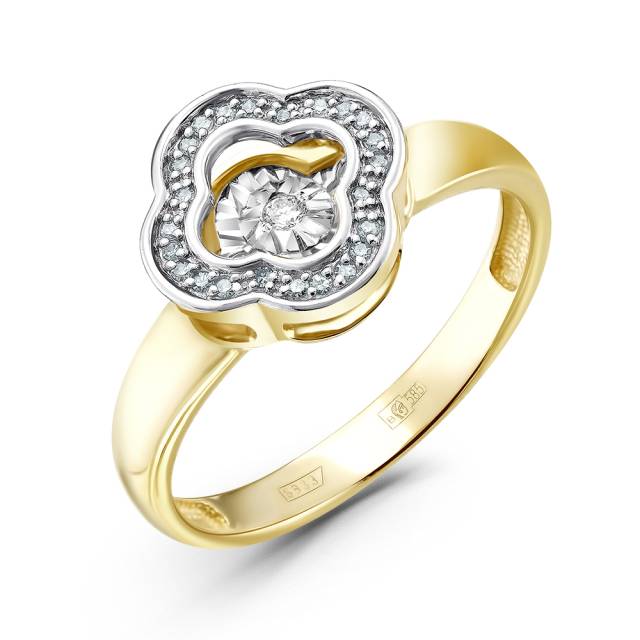 Кольцо из жёлтого золота с бриллиантами (057607)