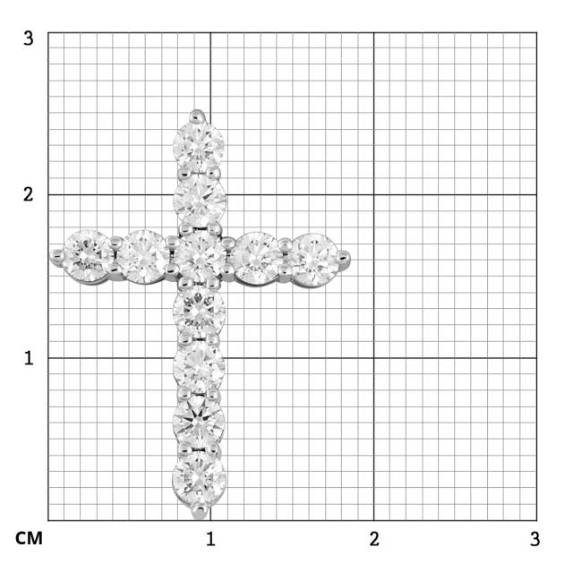 Кулон крест из белого золота с бриллиантами (059373)
