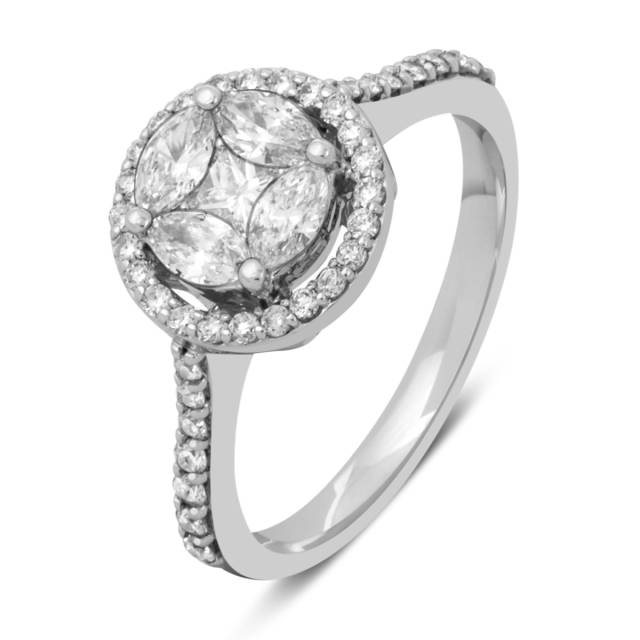 Кольцо из белого золота с бриллиантами (049146)