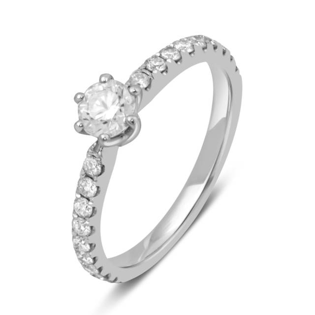 Помолвочное  кольцо из белого золота с бриллиантами (038095)