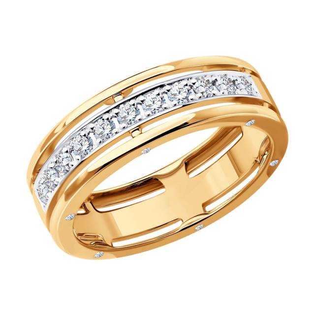 Кольцо из красного золота с бриллиантами (048595)