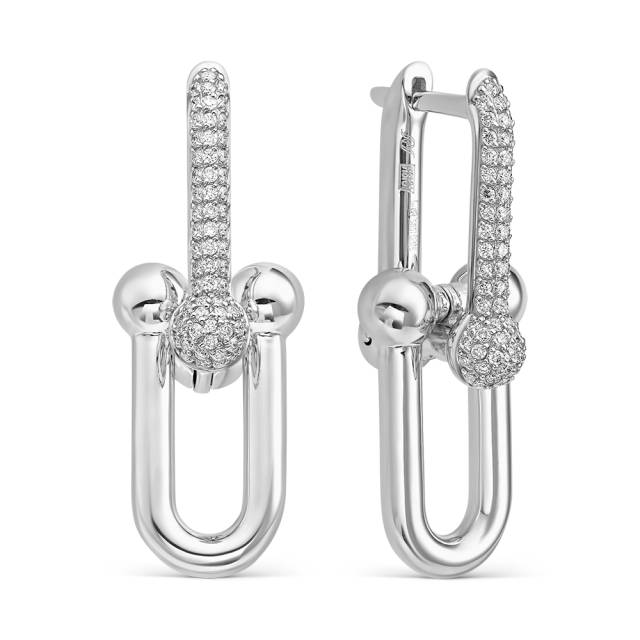 Серьги из белого золота с бриллиантами (064094)