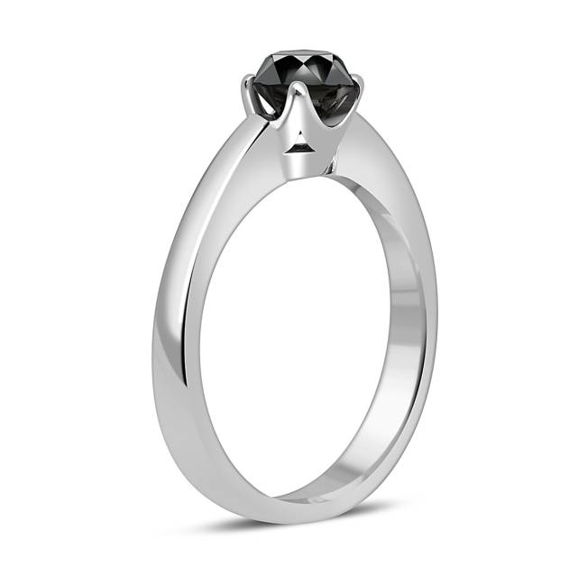 Помолвочное кольцо из белого золота с чёрным бриллиантом (050774)