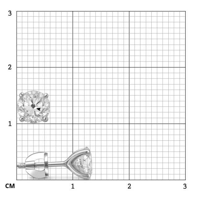 Серьги пусеты из платины с бриллиантами (054773)