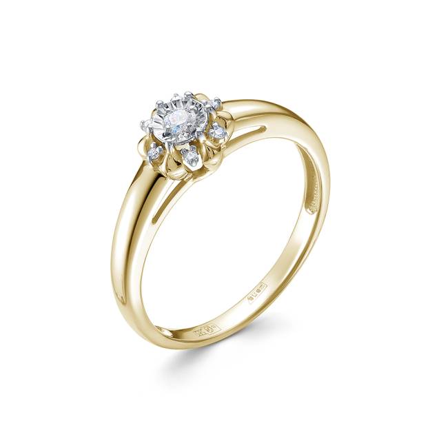 Помолвочное кольцо из жёлтого золота с бриллиантами (054745)