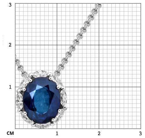 Колье из белого золота с бриллиантами и сапфиром 45.0