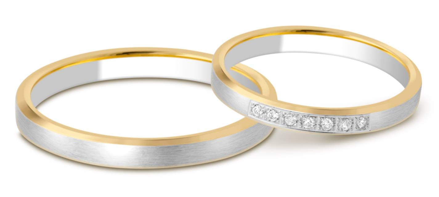 Обручальное кольцо из комбинированного золота с бриллиантами (028784)