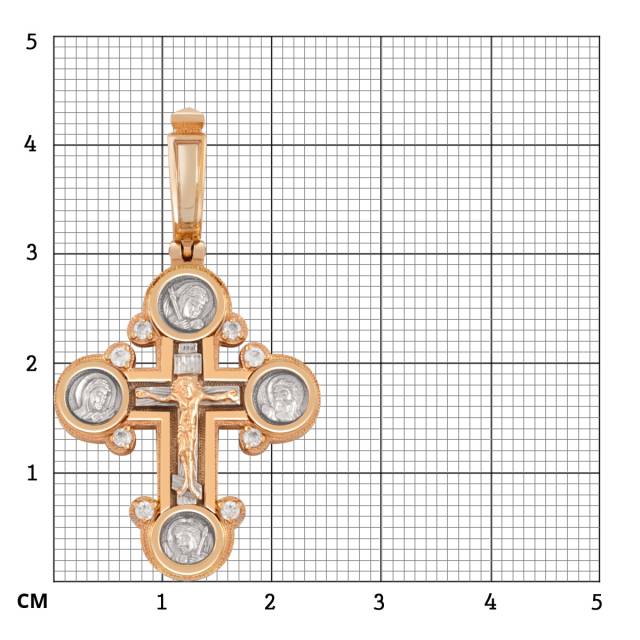 Кулон крест из комбинированного золота с бриллиантами (046825)