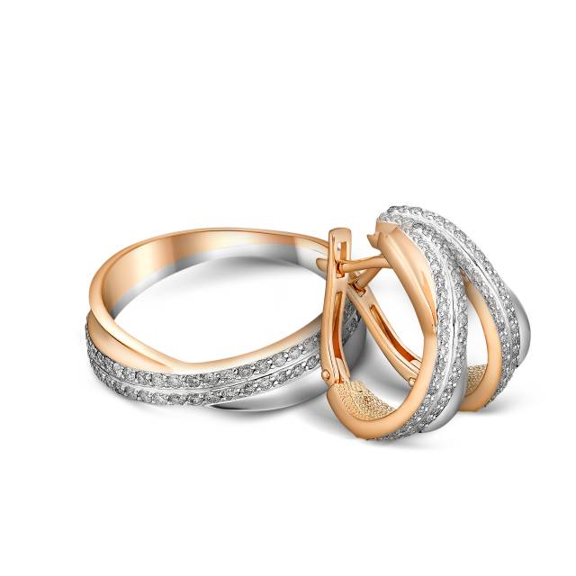 Кольцо из комбинированного золота с бриллиантами (033079)