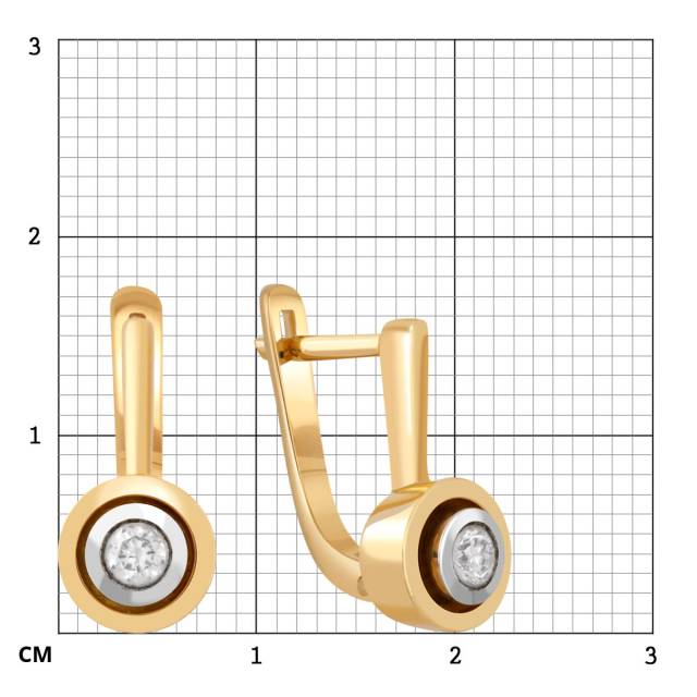 Серьги из комбинированного золота с бриллиантами (025759)