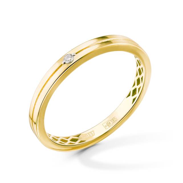 Обручальное кольцо из жёлтого золота с бриллиантом (051525)