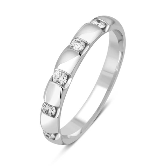 Обручальное кольцо с бриллиантами из белого золота (014445)