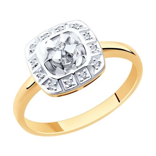 Кольцо из комбинированного золота с бриллиантами (042333)