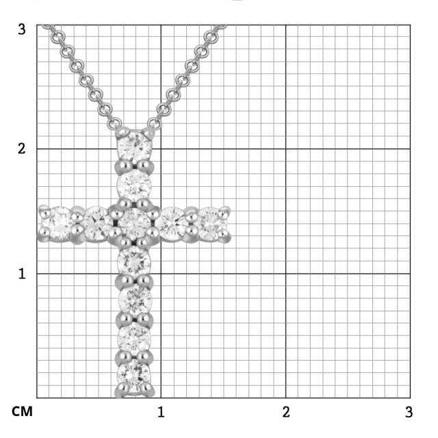 Колье крест из белого золота с бриллиантами (010453)