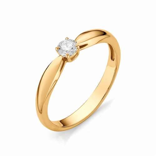Помолвочное кольцо из красного золота с бриллиантом (031308)