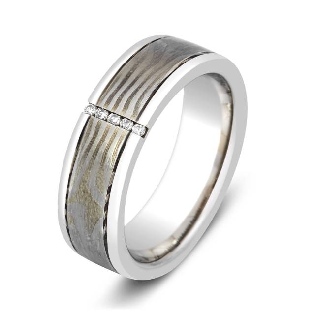 Обручальное кольцо с бриллиантами Мокуме Гане Peter Heim (009953)