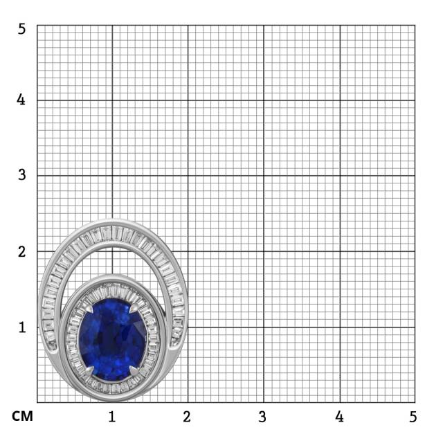 Кулон из белого золота 750 пробы с бриллиантами и сапфиром (046830)